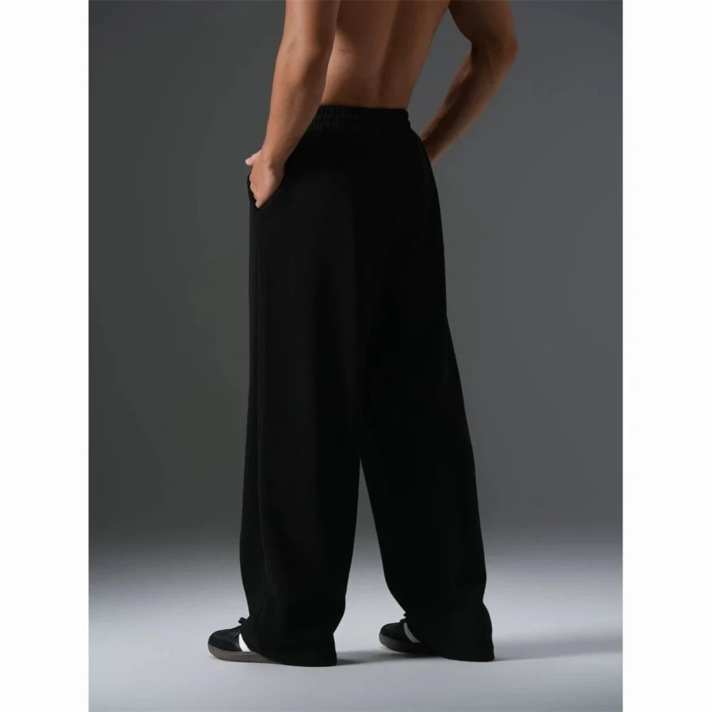 Men's casual pants - casual wide leg pants, solid color durable - suitable for casual shopping