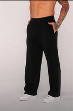 Men's casual pants - casual wide leg pants, solid color durable - suitable for casual shopping