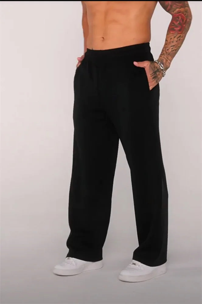 Men's casual pants - casual wide leg pants, solid color durable - suitable for casual shopping