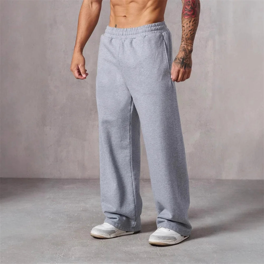 Men's casual pants - casual wide leg pants, solid color durable - suitable for casual shopping