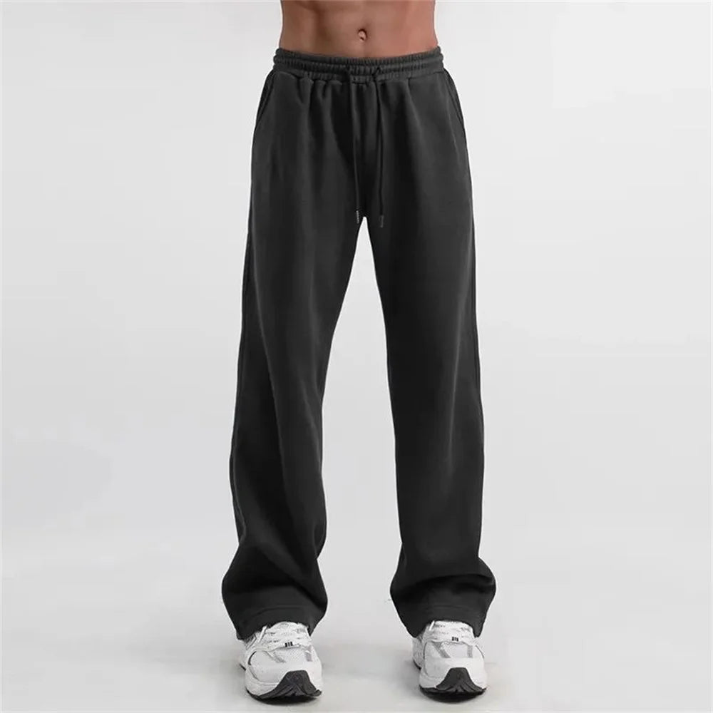 Men's casual pants - casual wide leg pants, solid color durable - suitable for casual shopping