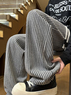 Men's autumn casual striped pants, woven pants, with drawstring elastic waistband, suitable for outdoor daily use