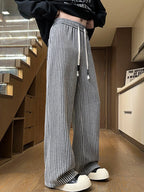 Men's autumn casual striped pants, woven pants, with drawstring elastic waistband, suitable for outdoor daily use