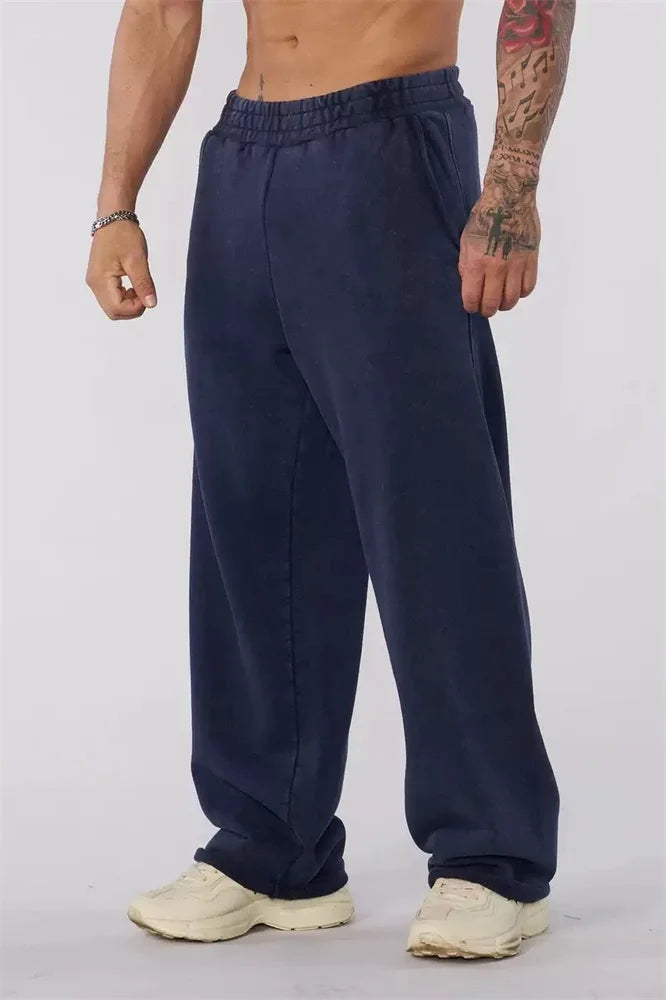 Men's casual pants - casual wide leg pants, solid color durable - suitable for casual shopping